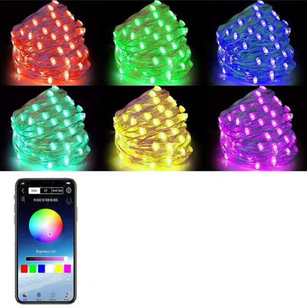 Умная гирлянда RGB 10 м USB Bluetooth с пультом и управлением со смартфона IP65 1002 фото
